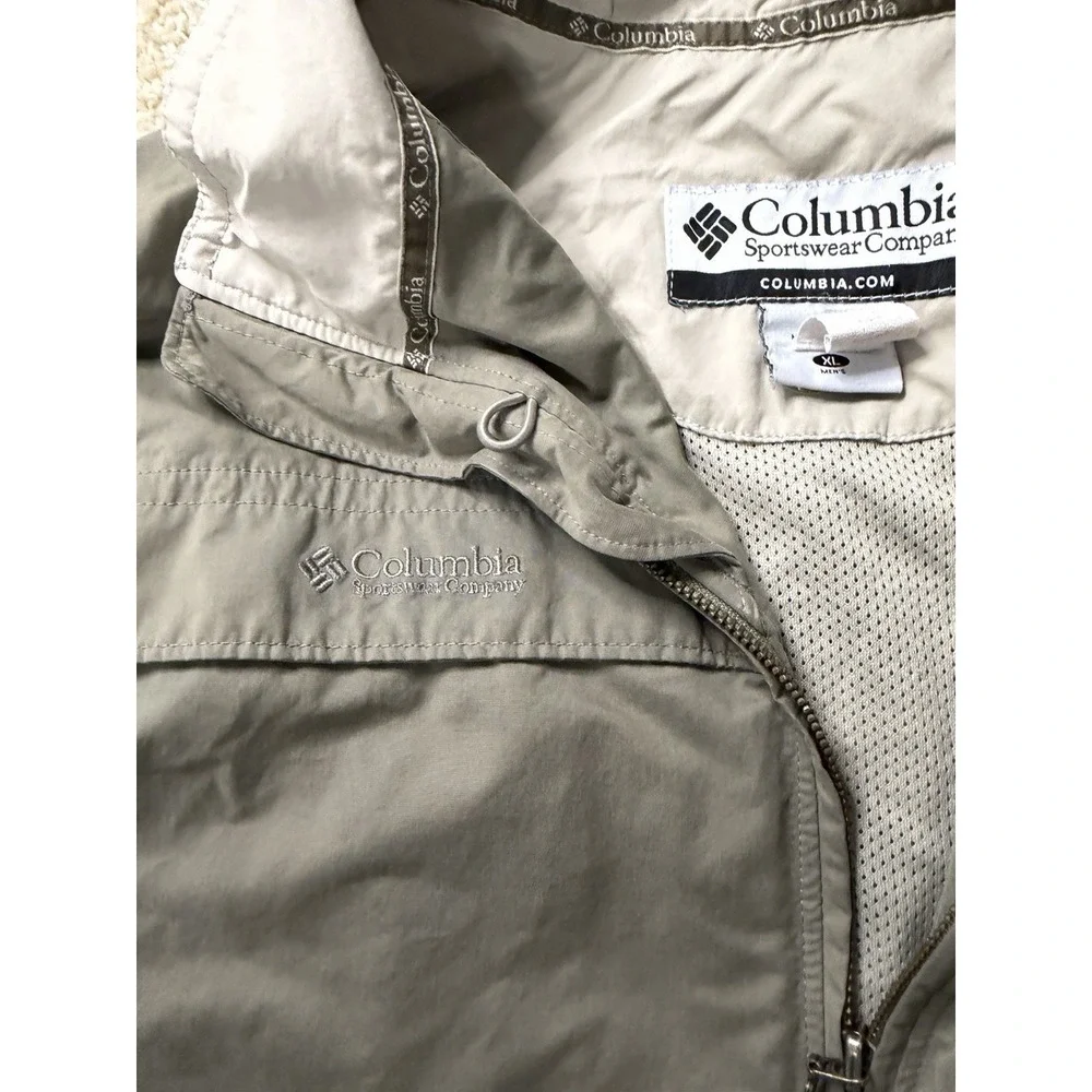 Columbia Sportswear Windbreaker Jacket Y2K XL Olive Green‎ Lightweight Full Zip